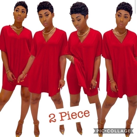 2 Piece Red..Red... Biker’s Short & Top - Picture 1 of 2